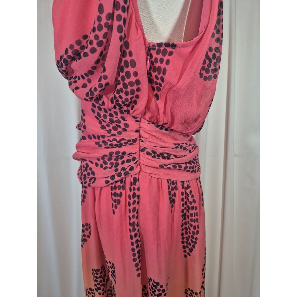 Anthropologie Pink-to-Peach Ombre Midi Dress with Black Floral Motif - Picture 6 of 9